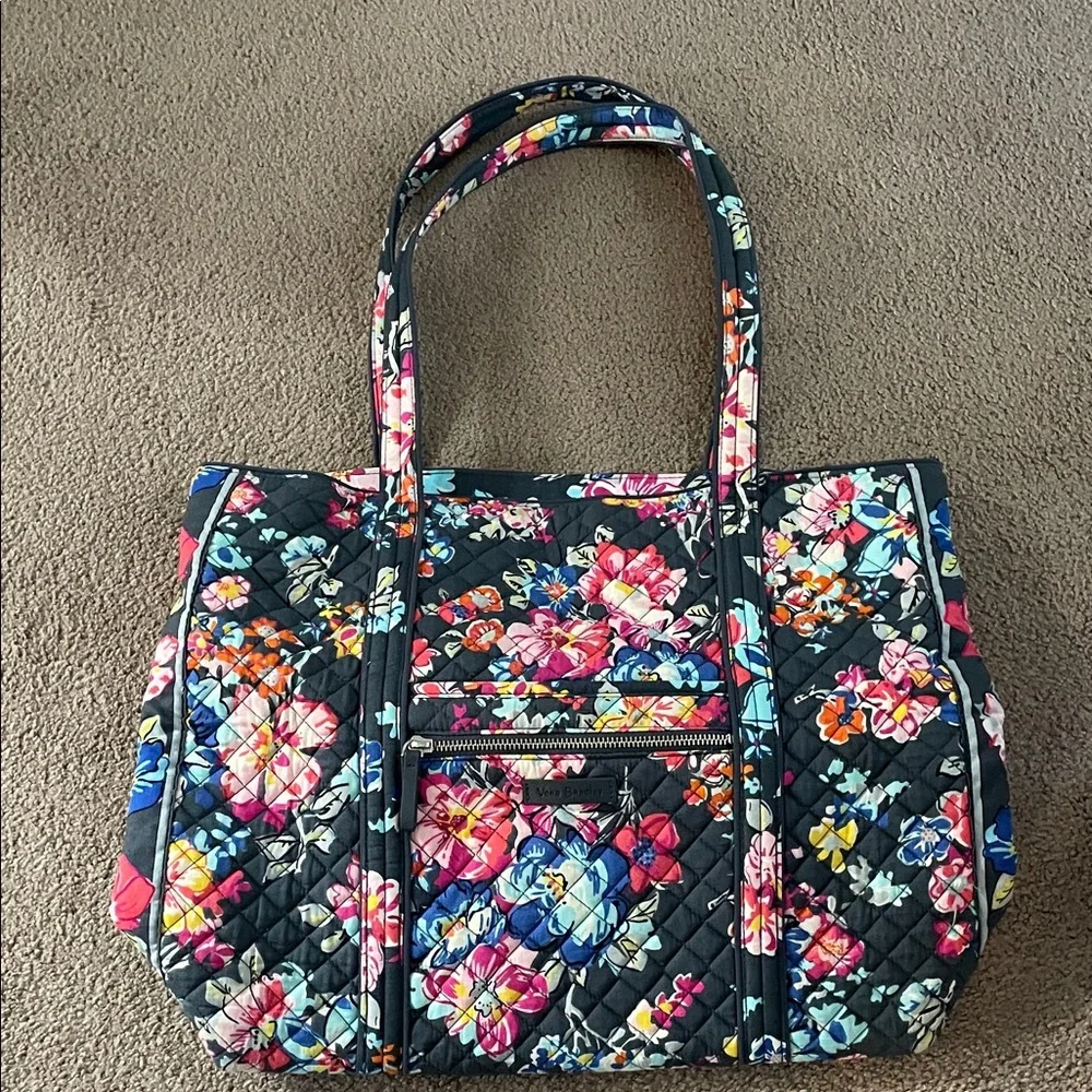 Vera Bradley Gray Floral Tote - Picture 1 of 5
